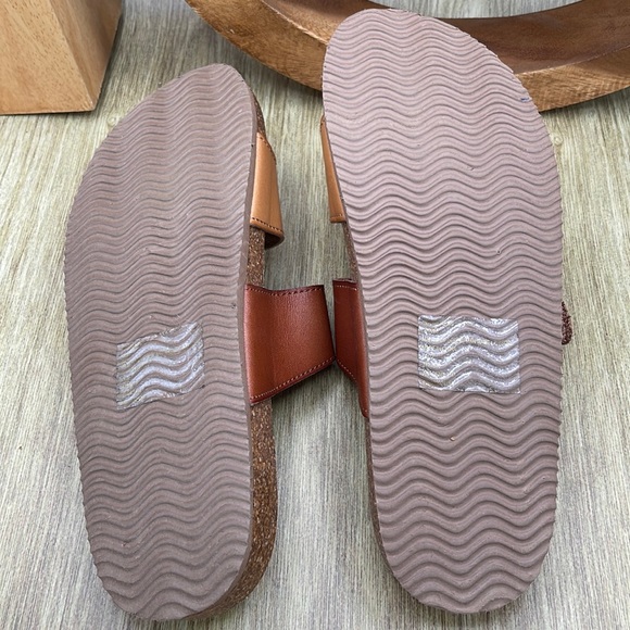 ACADEMY Two-toned Double Strap Buckle Faux Leather Sandals - 8  (tan/brown) - Picture 6 of 6